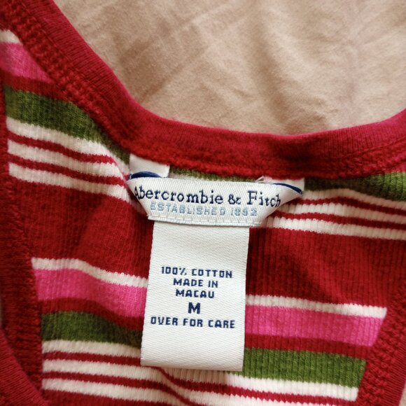 Rare Y2K Abercrombie Striped Ribbed Racerback Tank Top Vintage 2000s Preppy - Picture 2 of 5